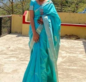 Aqua Blue Silk Saree