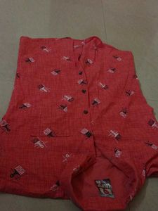 Red Brush Print Long Sleeve Shirt
