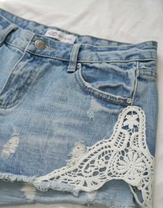 Denim Lace Mini Shorts