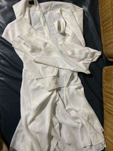 Halter Neck Dress With Flare Sleeve And Zip Up