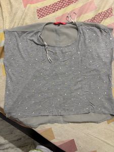 ELLE Gray Embellished Top