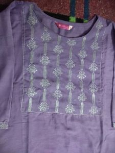 Purple Embroidered Kurta Set