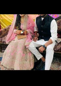 Pink &amp; Gold Embroidered Lehenga