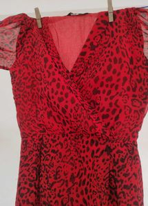 Red Leopard Print Maxi Dress