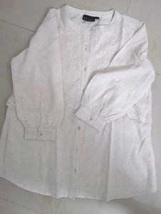 Off White Floral Embroidered Top
