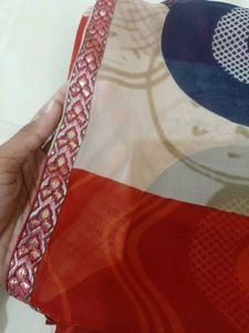 75)new Red Lace Saree