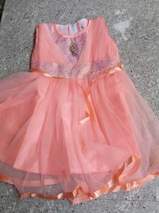 Girls Peach Party Dress