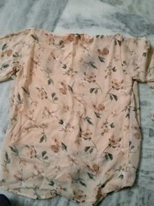 Floral Print Top with Ruffle Sleeves