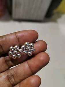 Silver Flower Ball Earrings