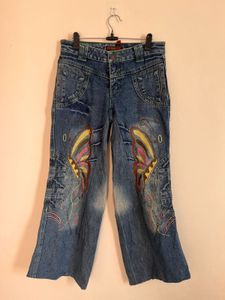 Butterfly embroidery Denim Pants