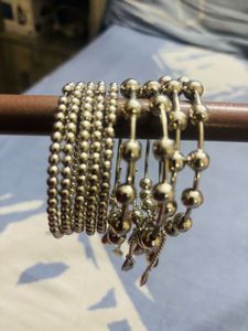 Combo Pack Of Three Silver And Gold Bangels
