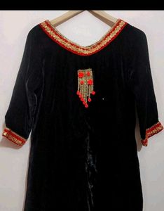Black Velvet Partywear Kurti For 34 Bust