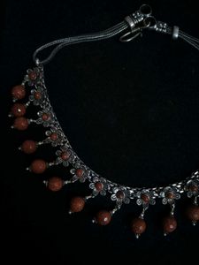 GermanSilver &amp; Goldstone Beaded Choker Necklace