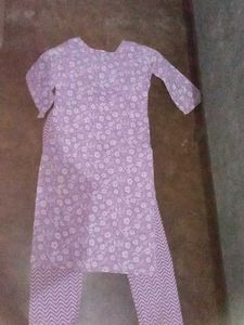 Purple/Lavendar White Kurta Cotton Set  Women Girl