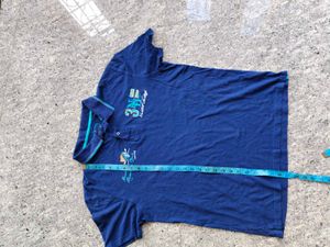 Navy Blue Embroidered Polo Shirt -