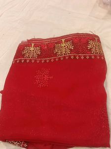 Red Embroidered Saree