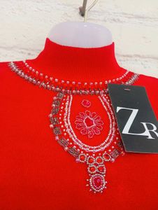 ZR Red Short Sleeve Turtleneck Top