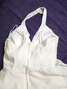 White Bacless Halter Neck Dress