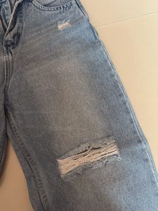 Distressed Wide Leg Blue Jeans