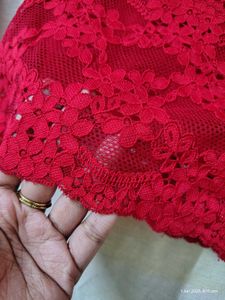 Red Lace Long Sleeve Top