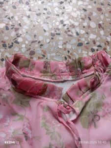 Pink Floral Georgette Kurti