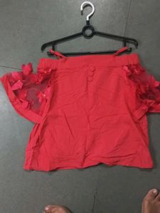 Red Cold Shoulder Top