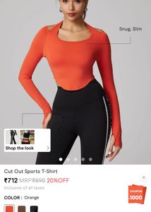 Orange Long Sleeve Workout Top