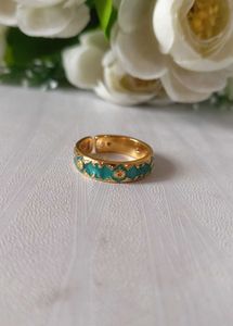 Teal Enamel Vintage Ring