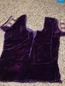 Elegant Purple Velvet Lehenga Choli Set