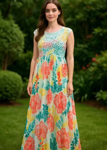 Floral Print Gown With Dupatta