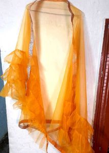Orange Ruffle Dupatta