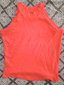 ORANGE HALTER NECK TOP