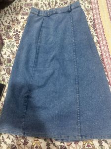 Denim Button-Front Skirt