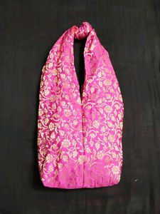 Pink Floral Bow Tote Bag