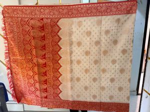 Bengali white&amp;red Saree