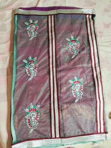 Purple Colour Party Wear Net Saree