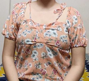 Pretty Floral Print Off Shoulder Top