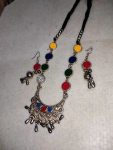 Boho Multicolor Necklace & Earring Set