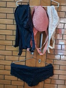 Combo Of Four Imported Fabric Bra N Panty