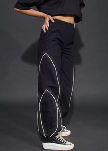 Stylish Black Track Pants With Reecting Lines