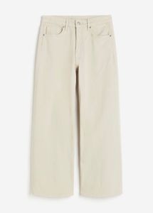 Beige Wide Leg cropped Jeans
