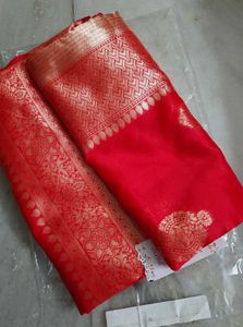 Red &amp; Gold Kanjivaram Jacquard Benarasi Silk Saree