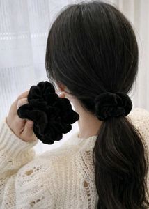 Black Velvet Scrunchies - Set of 10