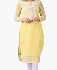 Elegant Yellow Embroidered Kurti