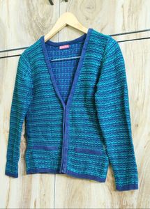 Stylish Teal &amp; Blue Cardigan si,e-34-S