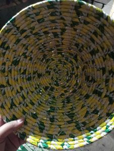 Hand Made Basket Yellow Green Colour