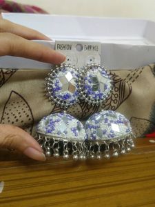 New Collection Jhumka (White &amp; Lavender)