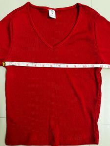 V-neck Red Top