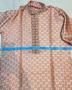 Men Silk Sherwani Style Zari Kurta Set