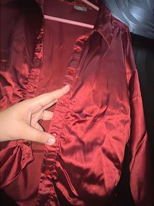 Burgundy Satin Shirt